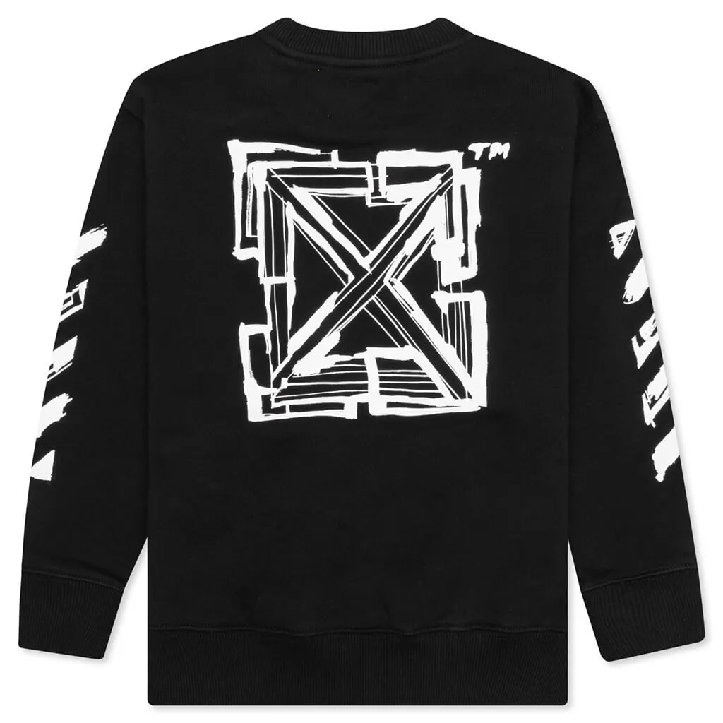 Black/White Script Kids Crewneck