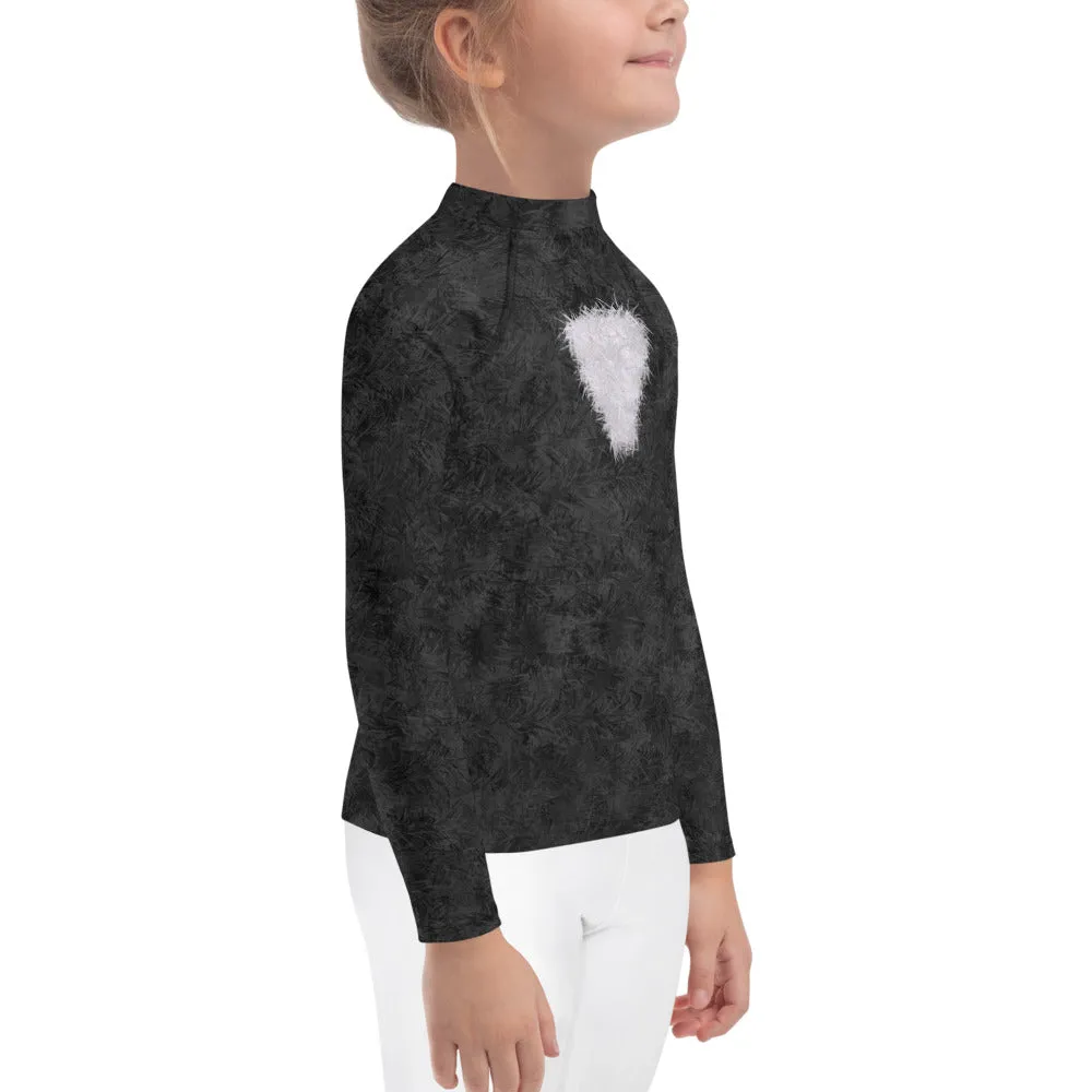 Black Cat with White Bib Fur Print Kids' Rash Guard