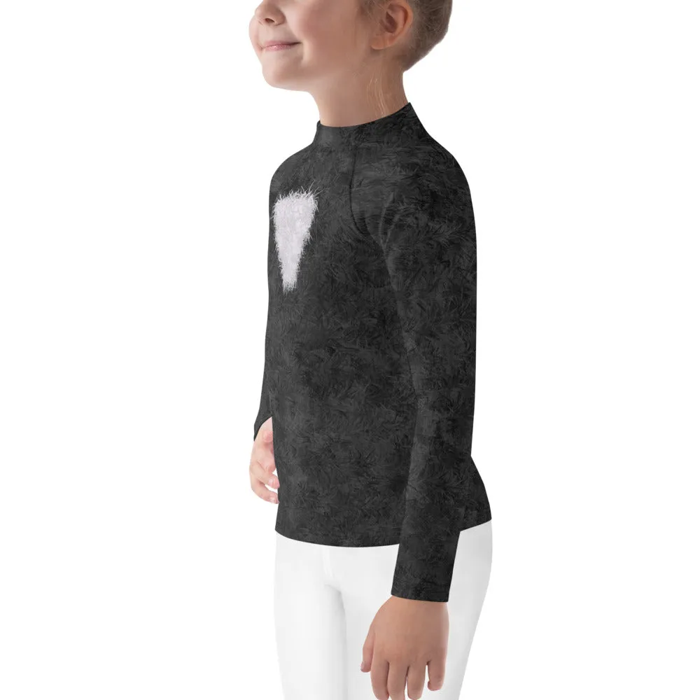 Black Cat with White Bib Fur Print Kids' Rash Guard