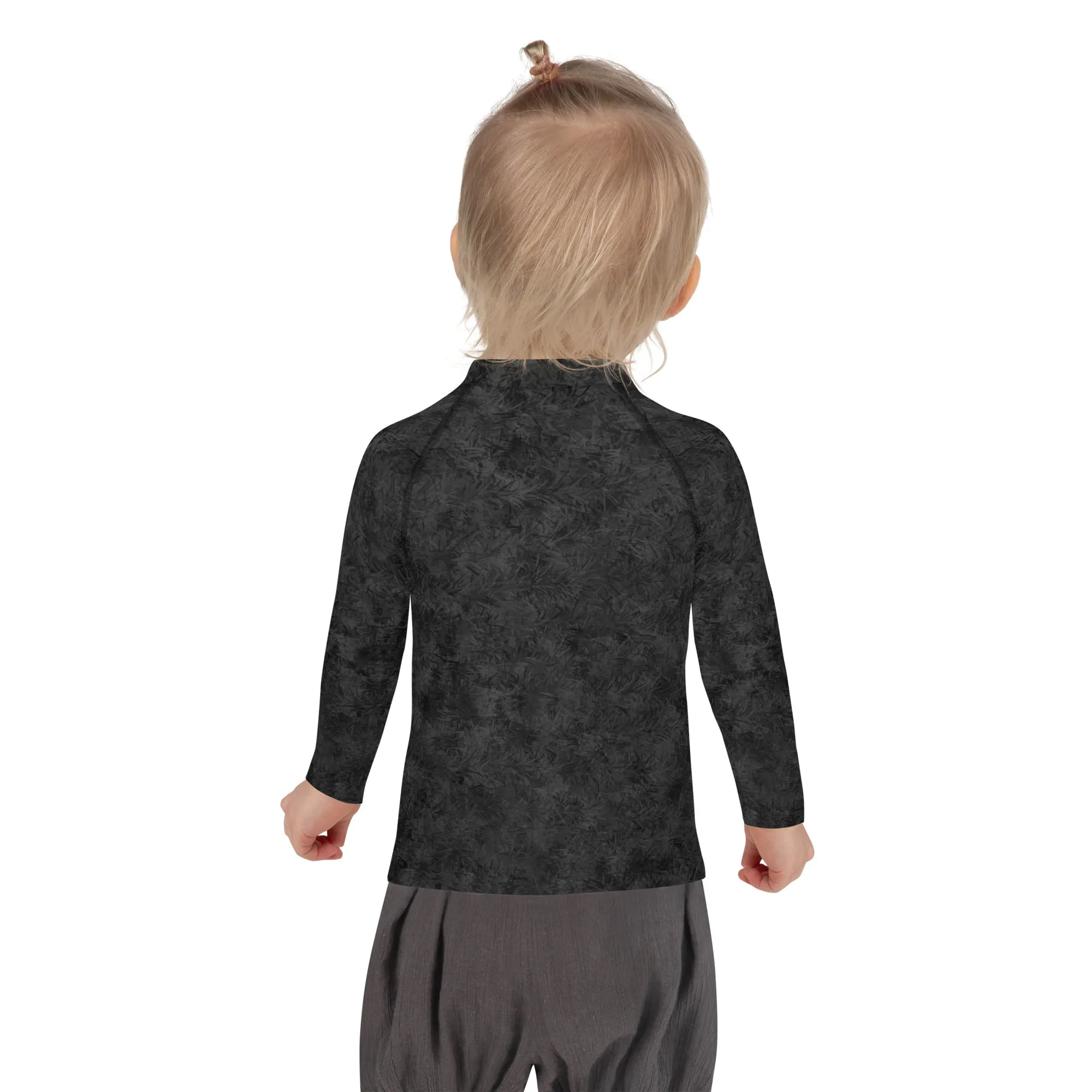 Black Cat with White Bib Fur Print Kids' Rash Guard