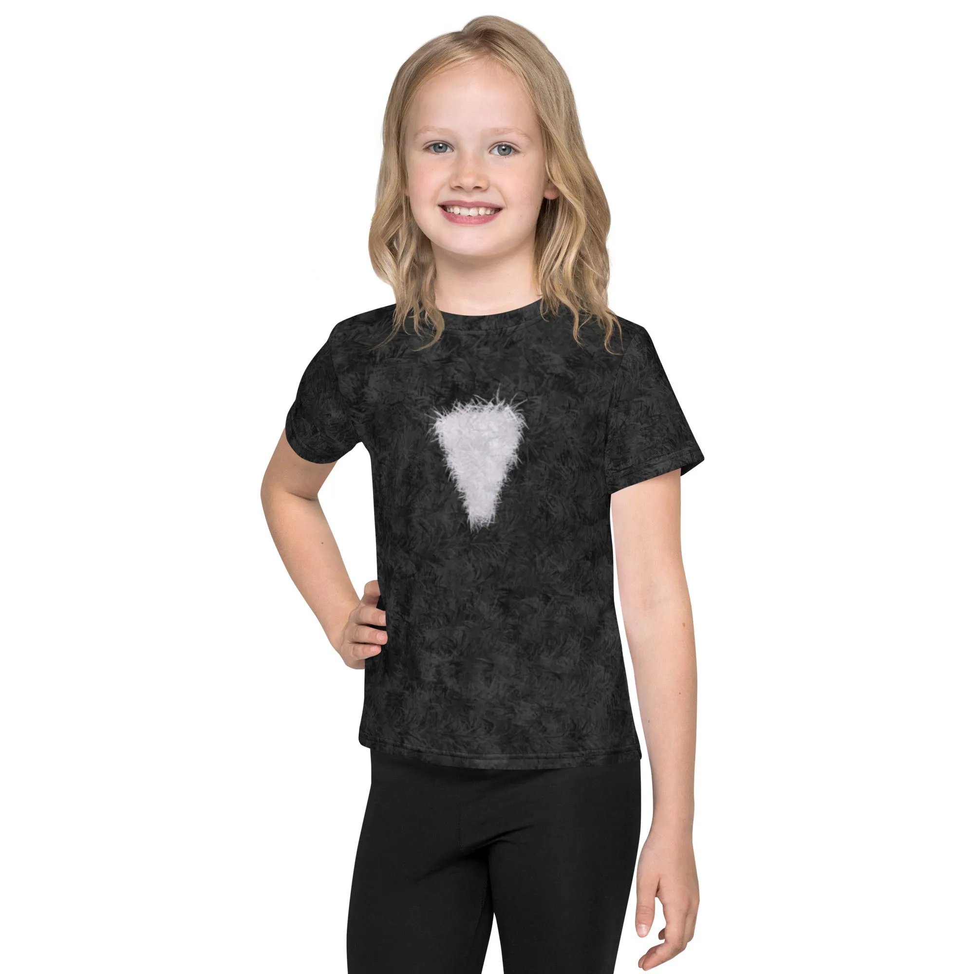 Black Cat with White Bib Fur Print Kids' T-shirt