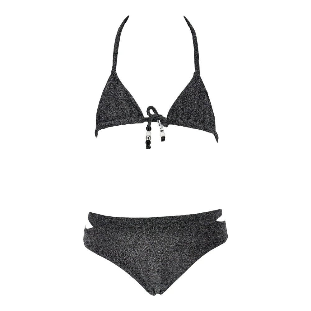 Black Lurex Laminated Swimsuit (2 Pieces)