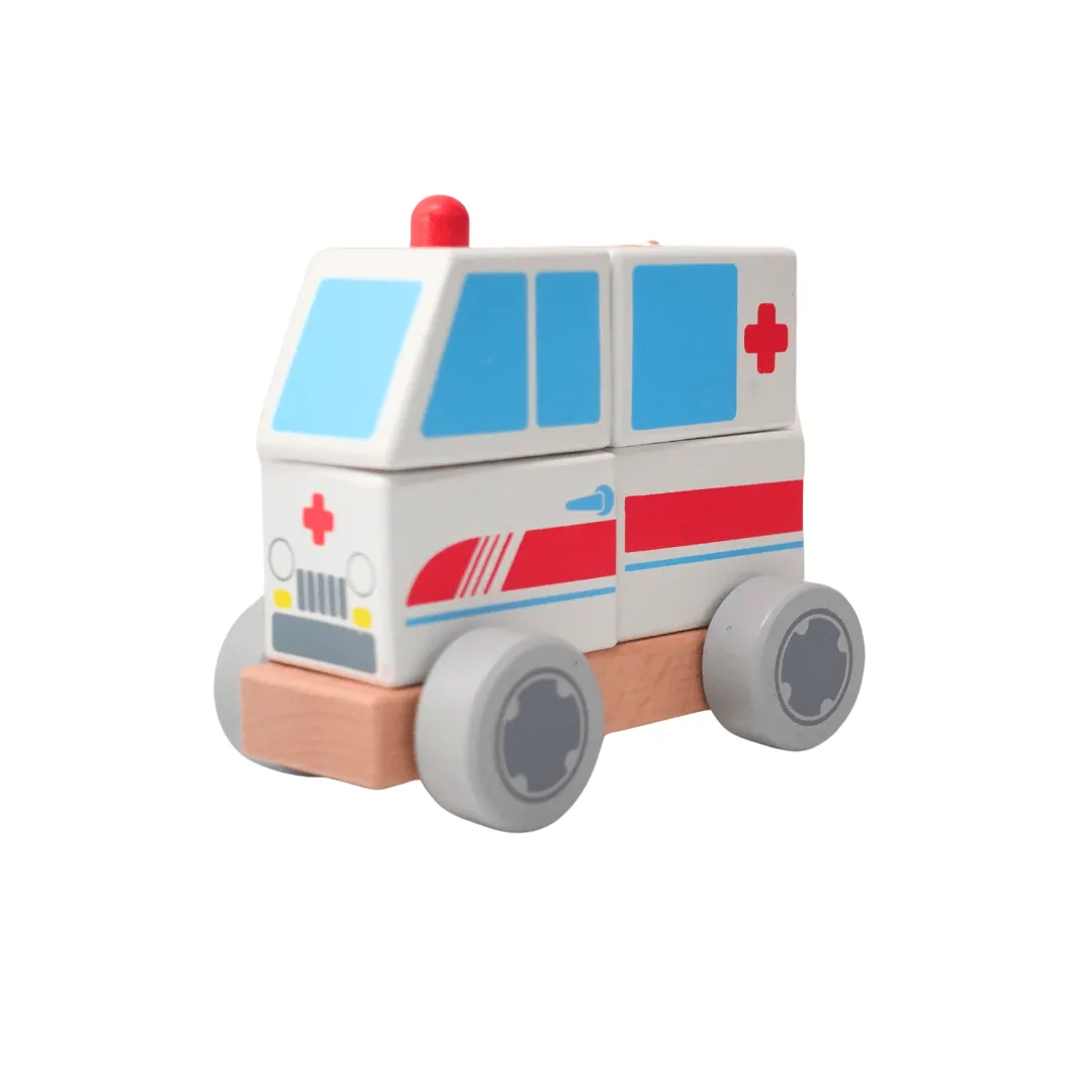 Medium Size Blocks Car for Kids - Ambulance, Fire Truck, Police, Train (${1} CAR will be sent randomly)