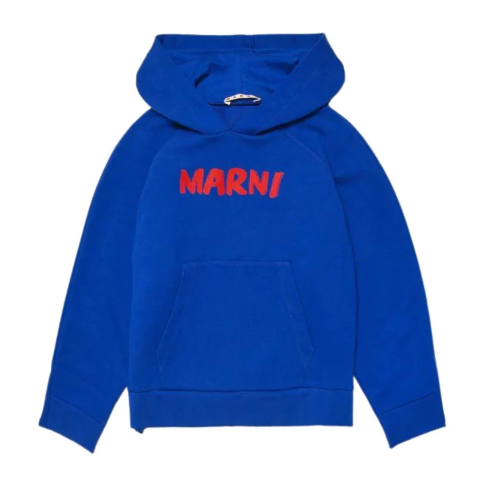 Blue Hoodie with Logo Print