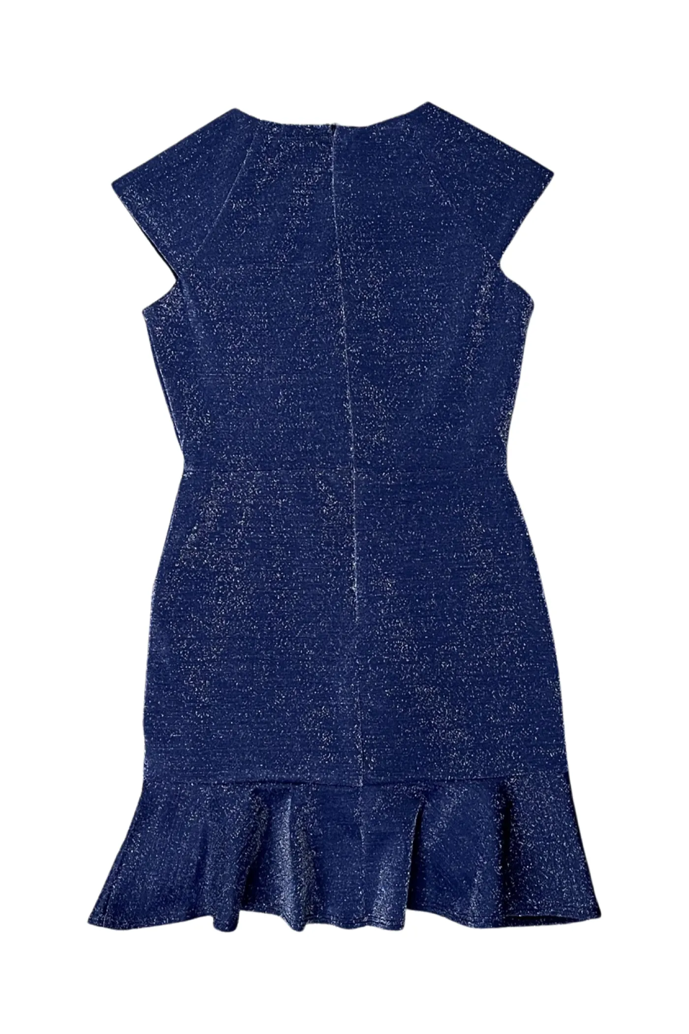 Cap Sleeve Ruffle Front Dress - Navy Sparkle.