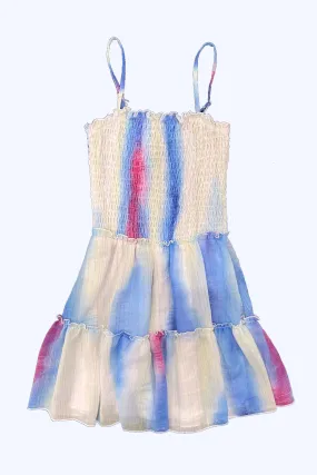 Flowy Blue Tie Dye Chiffon Dress