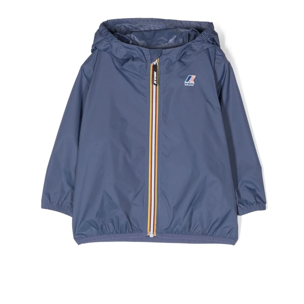 Blue Waterproof Jacket with Logo Print