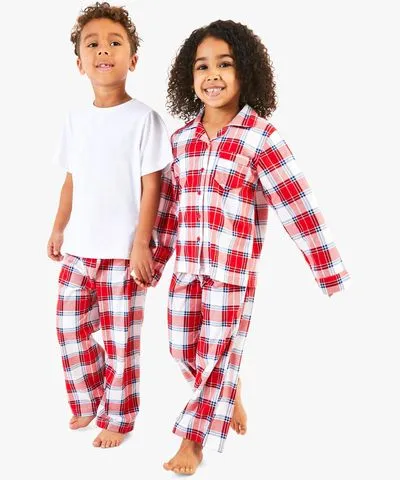 boohoo Womens Kids Button Front Flannel Family Pjs