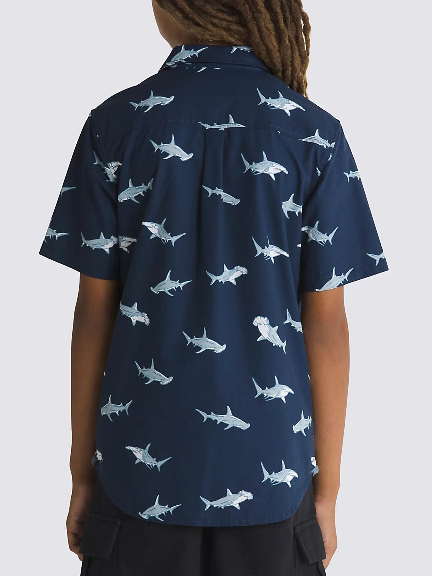 Boys' Shark Short Sleeve Button-Down Shirt (Ages 7-14)