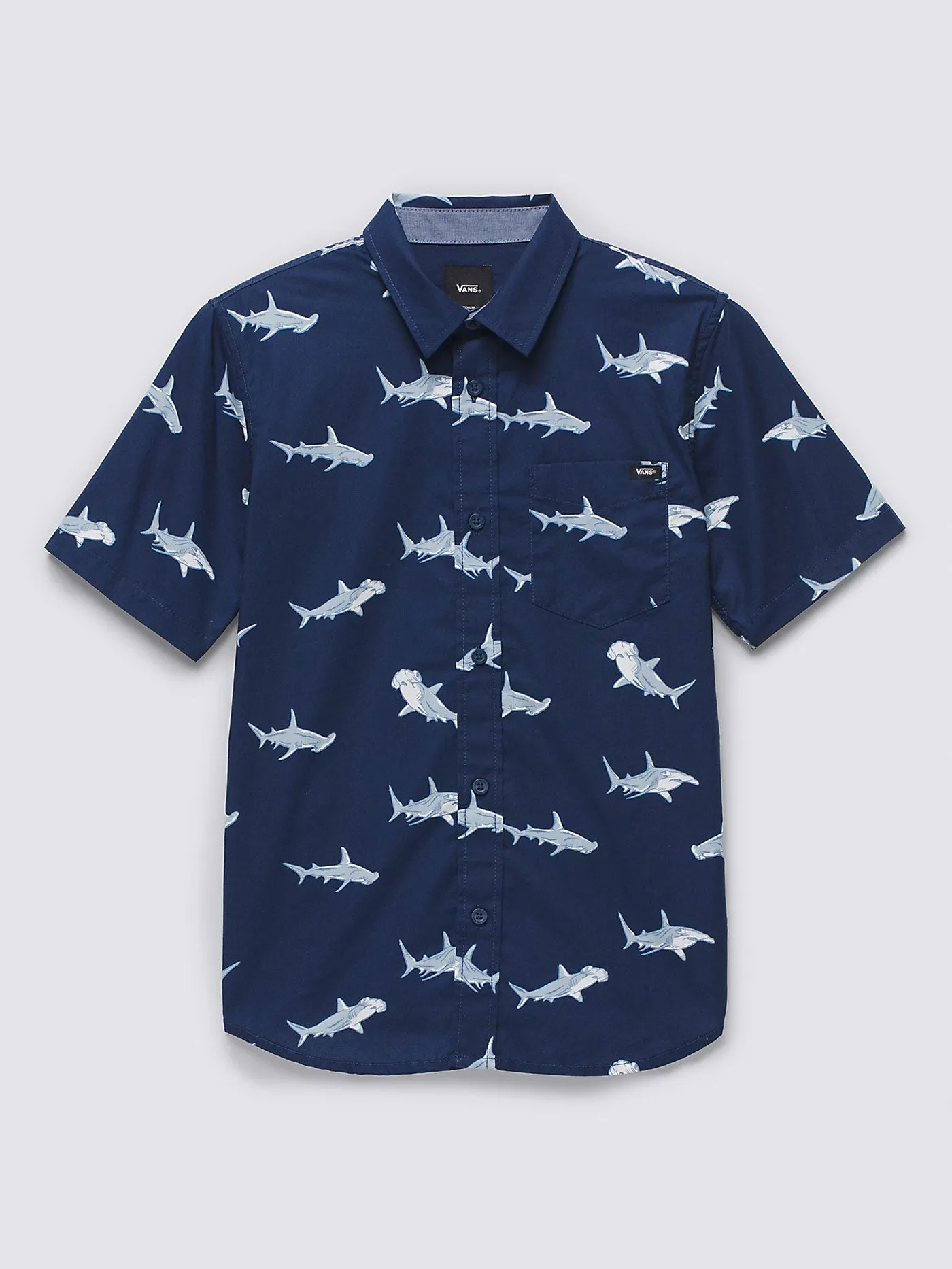 Boys' Shark Short Sleeve Button-Down Shirt (Ages 7-14)