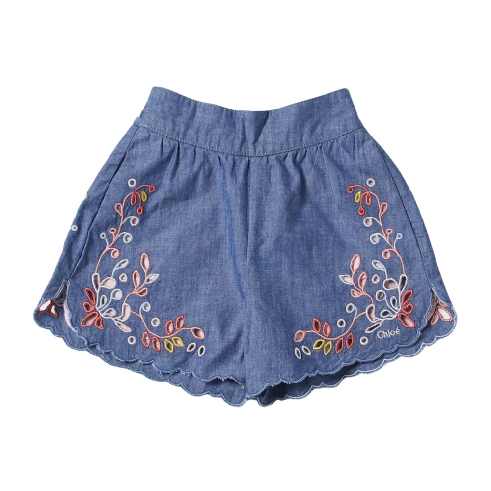 Boys Blue Denim Shorts with Interwoven Multicolored Details