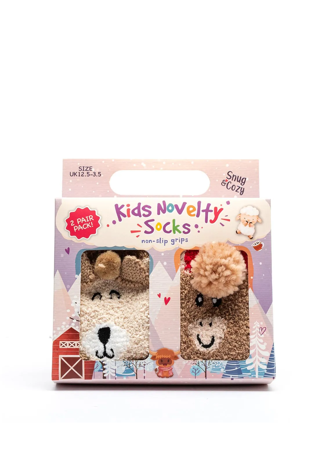 Brandwell Kids Novelty Non Slip Fluffy Socks, Brown