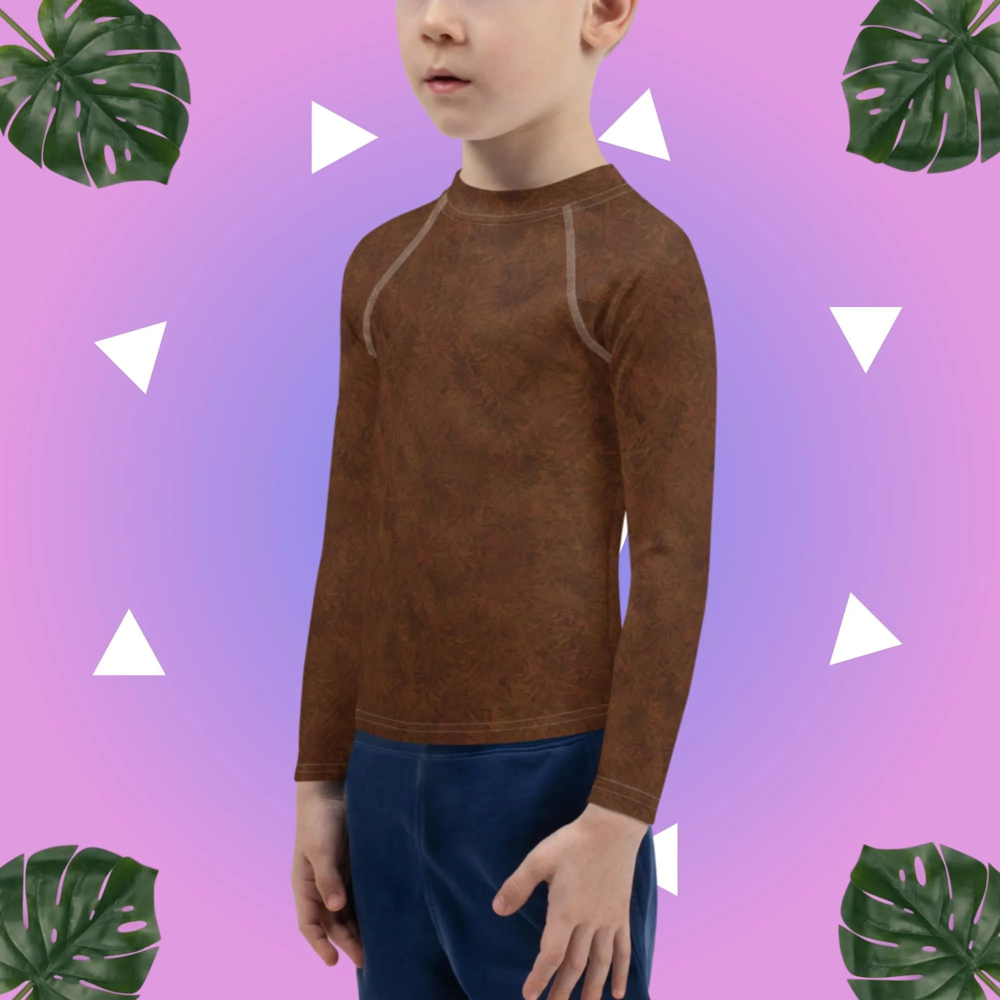 Brown Fur Print Kids' Rash Guard