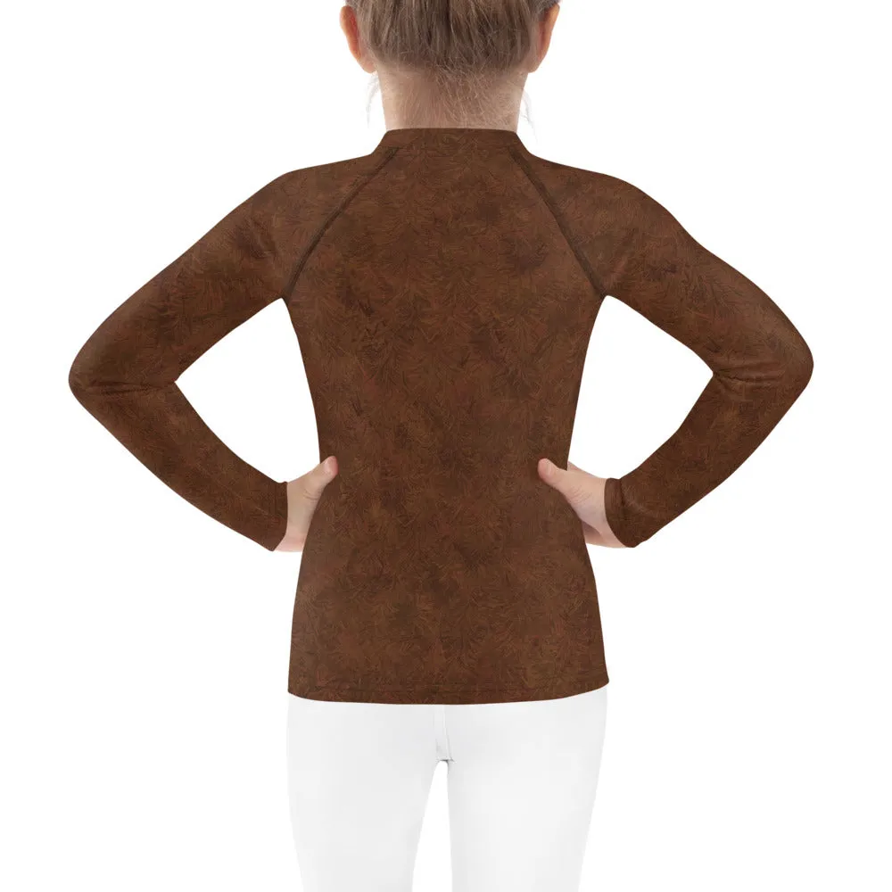 Brown Fur Print Kids' Rash Guard