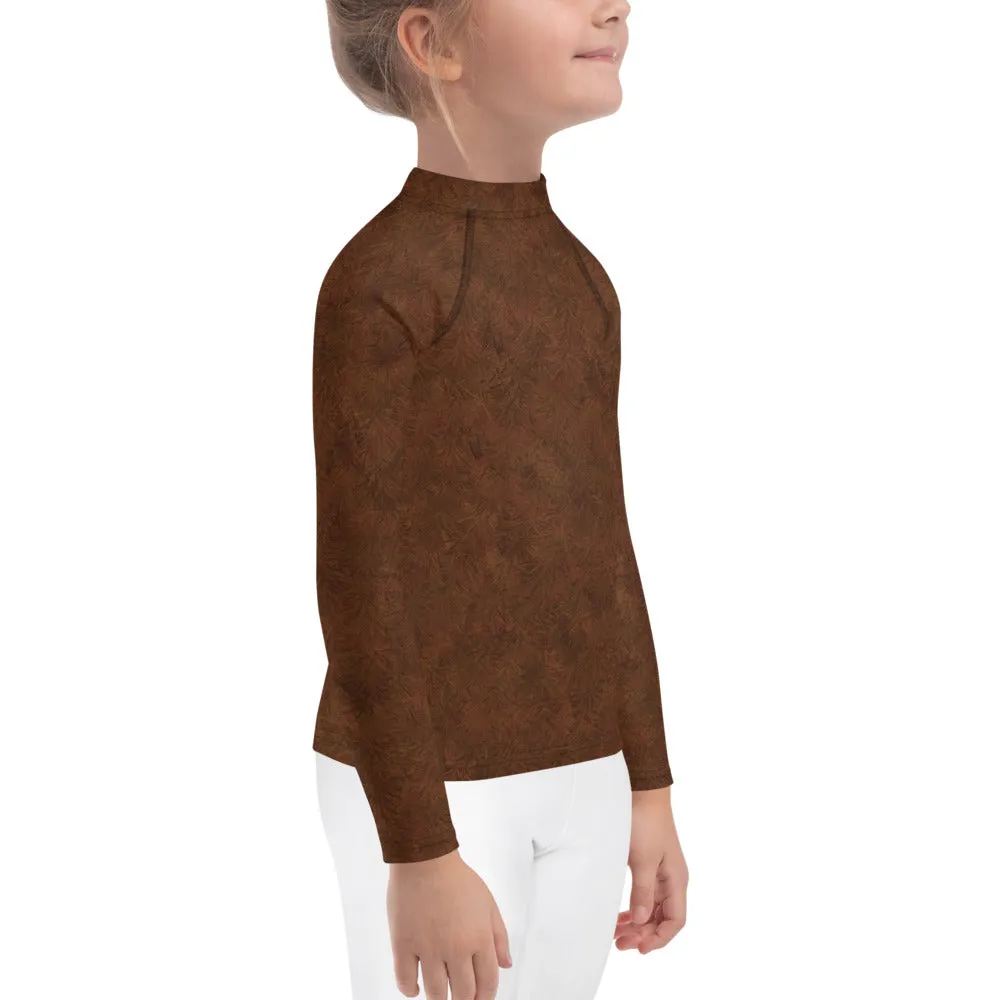 Brown Fur Print Kids' Rash Guard