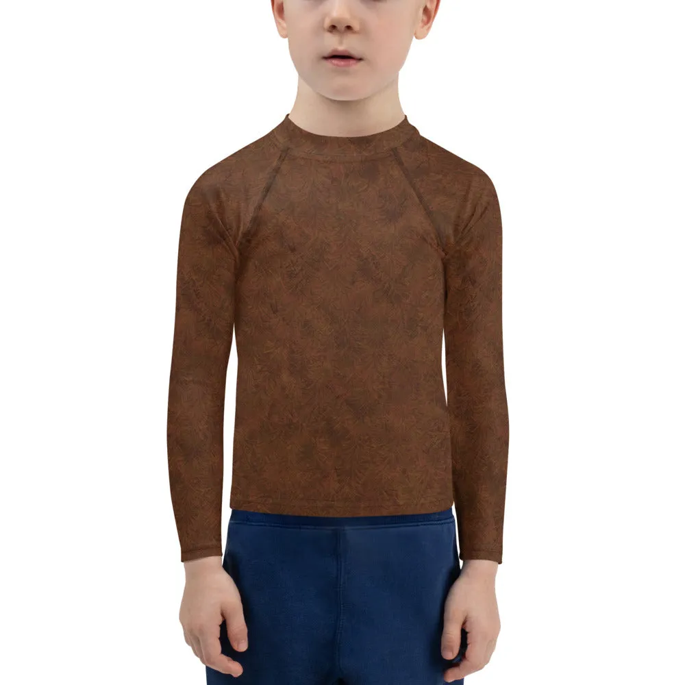 Brown Fur Print Kids' Rash Guard