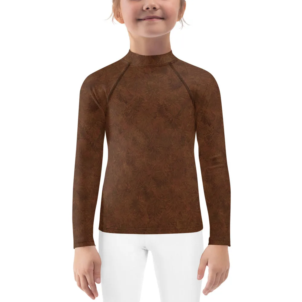 Brown Fur Print Kids' Rash Guard