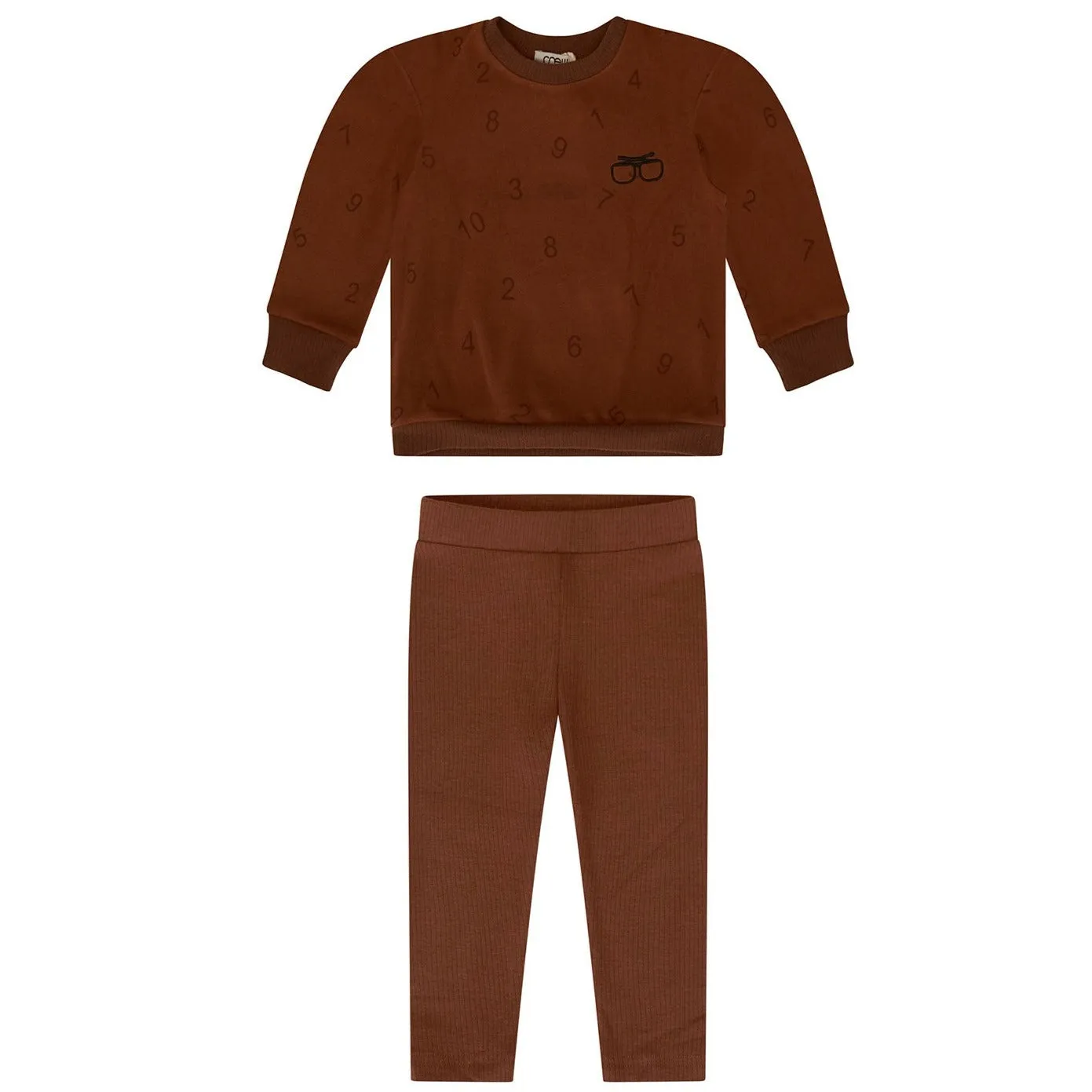 Brown Optical Crew Kids Sweatset