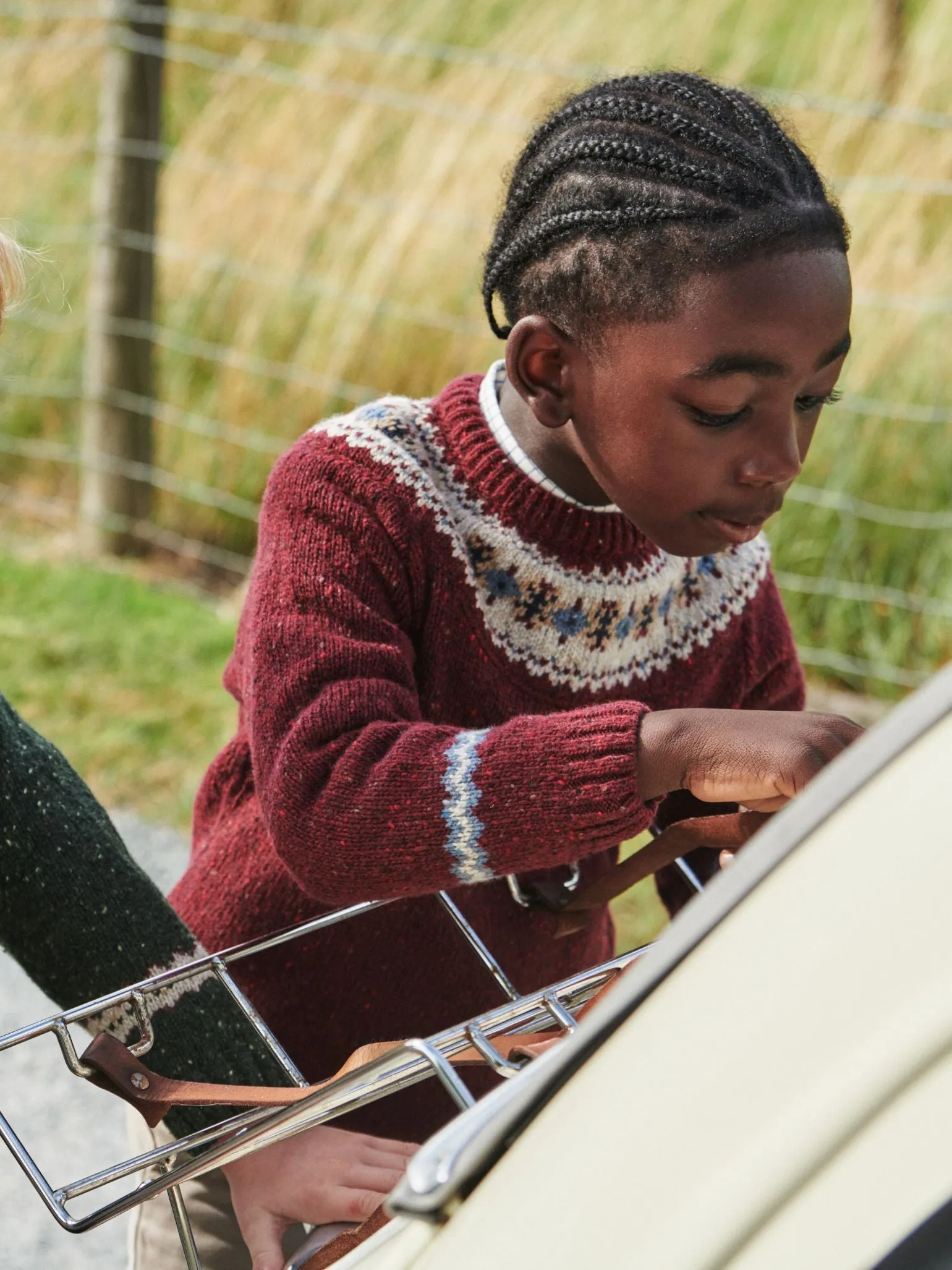 Burgundy Merino Fair Isle Kids Jumper