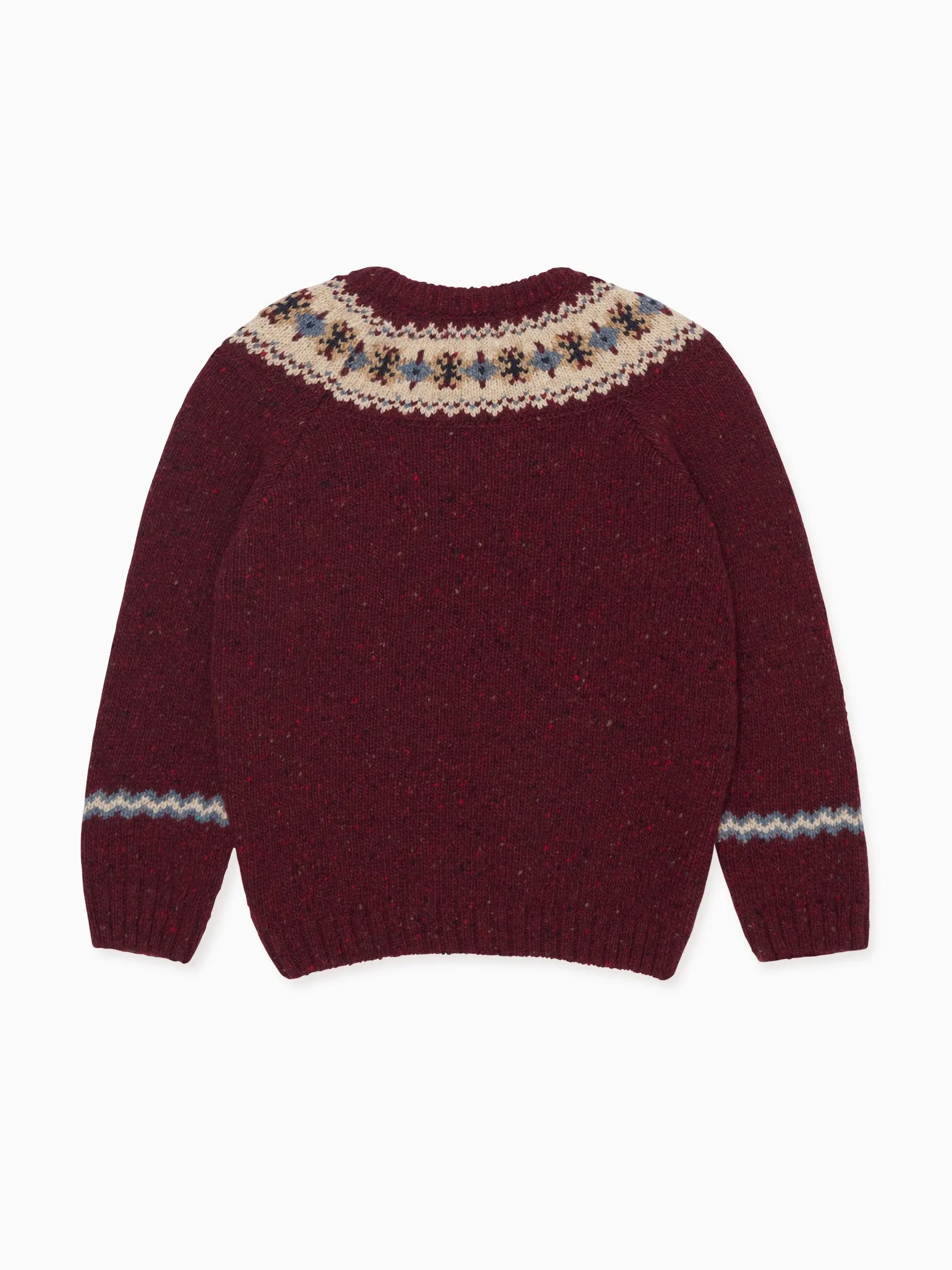 Burgundy Merino Fair Isle Kids Jumper