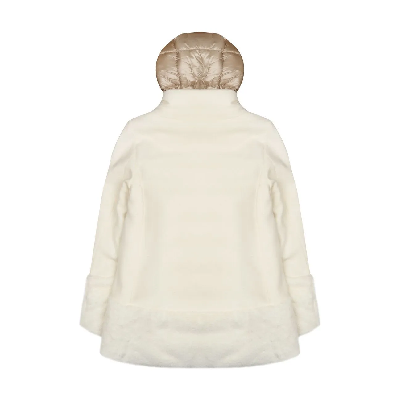 Padded Hooded Coat with Fur Inserts for Kids Cream