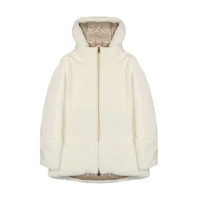 Padded Hooded Coat with Fur Inserts for Kids Cream