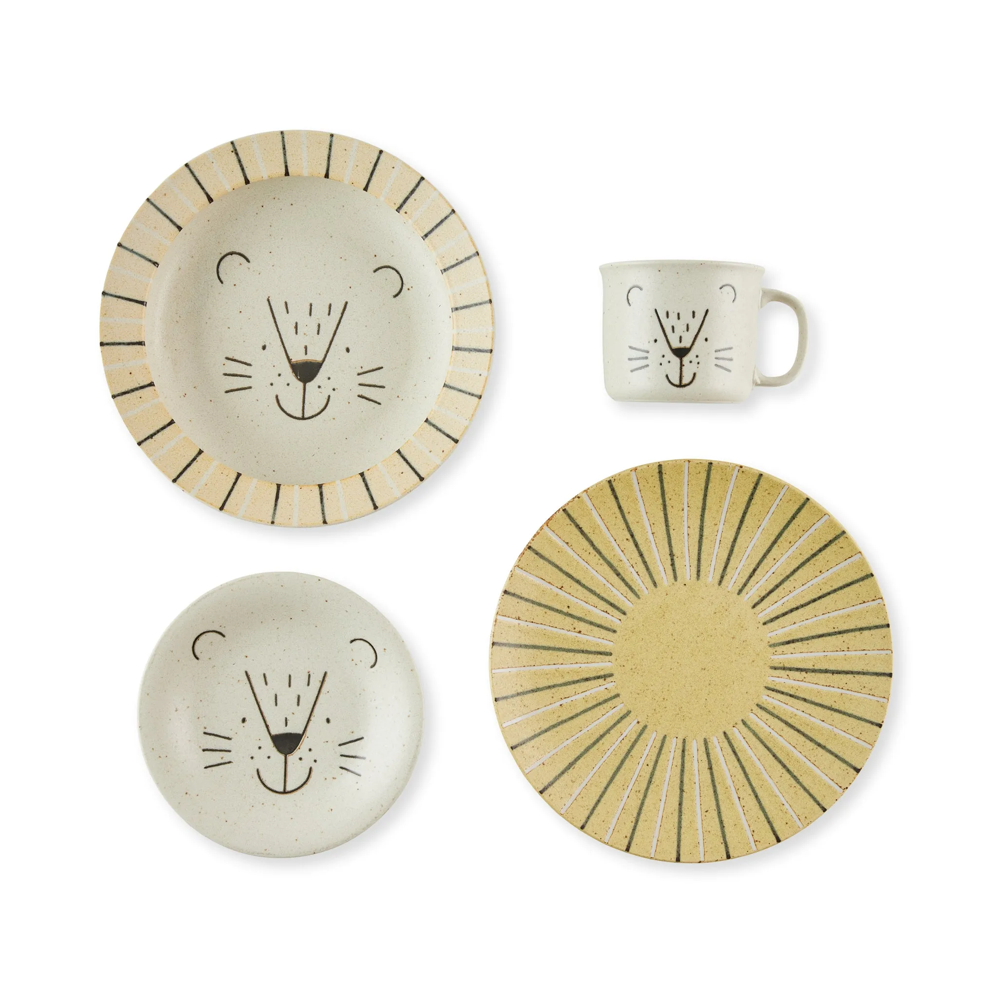 Ceramic Lion Tableware Set for Kids - Set of 4