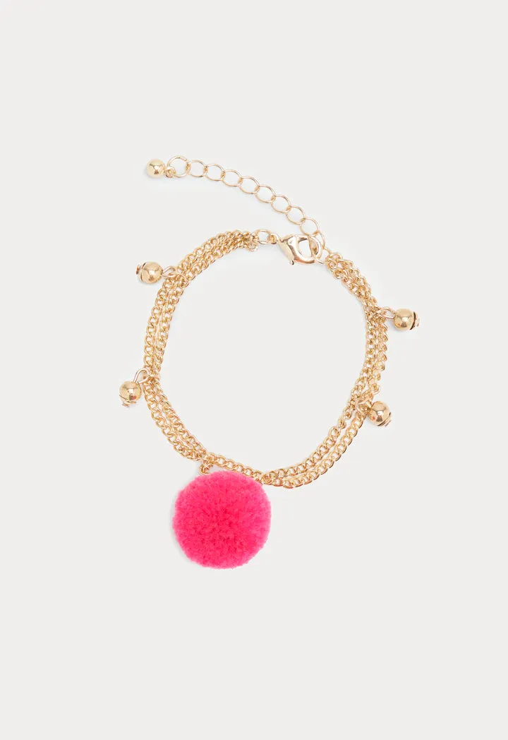 Charm Pompom Wristlet