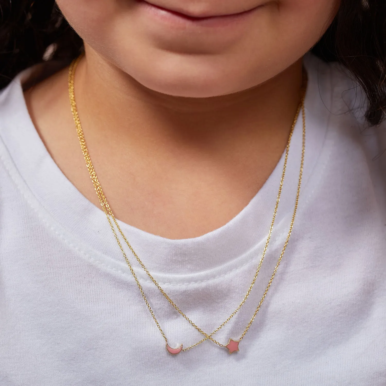 Children's Moon-Shaped Enamel Necklace