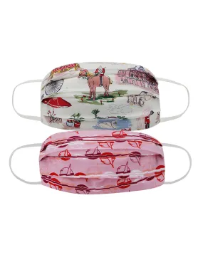 Children's Bus Print Face Mask Combo Of 2