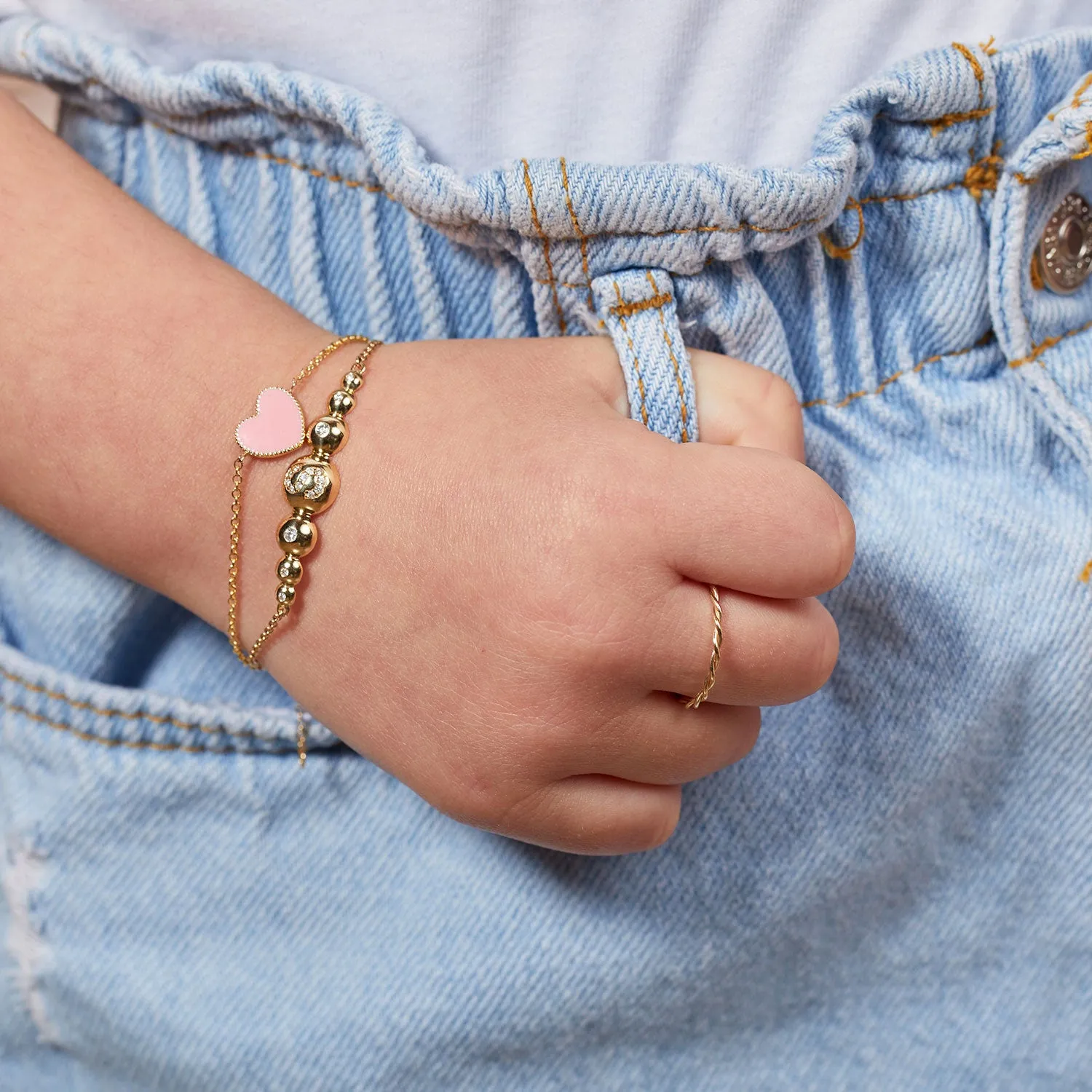 Kid's Heart-Shaped Enamel Bangle