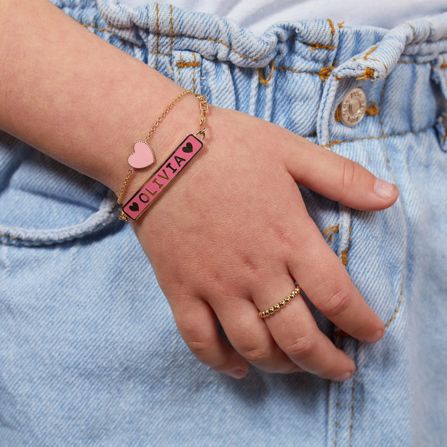 Kid's Heart-Shaped Enamel Bangle