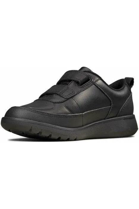 Clarks Scape Flare Kids black leather school Shoes