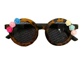 Alina Round Sunnies - Colorful Roses Tortoise Shell