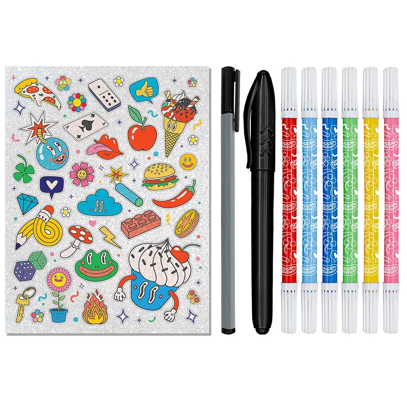 Coloring book with doodling themes