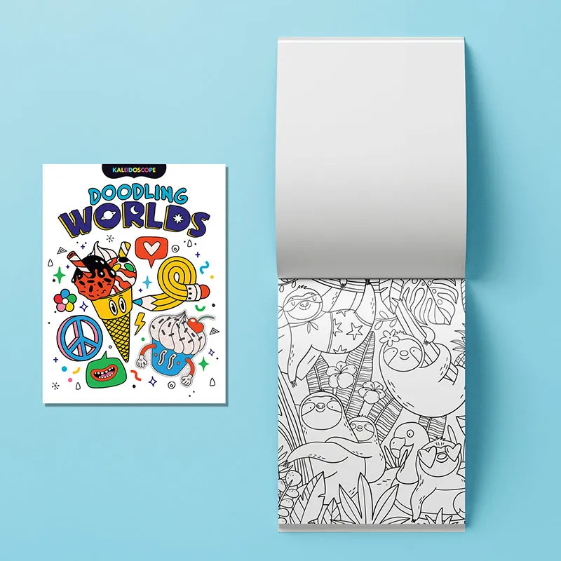 Coloring book with doodling themes