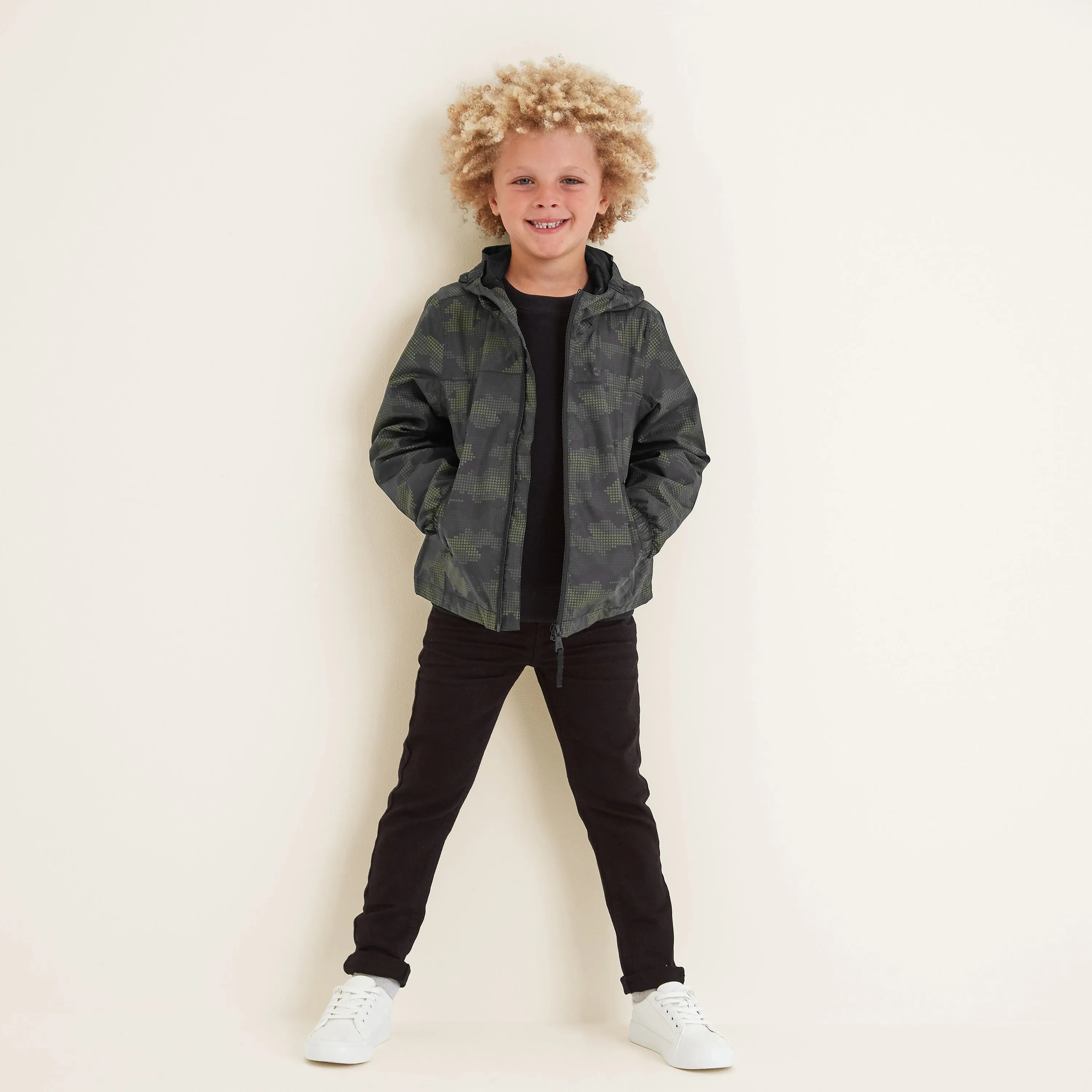 Copley Kids Waterproof Jacket - Khaki Dot Camo Print