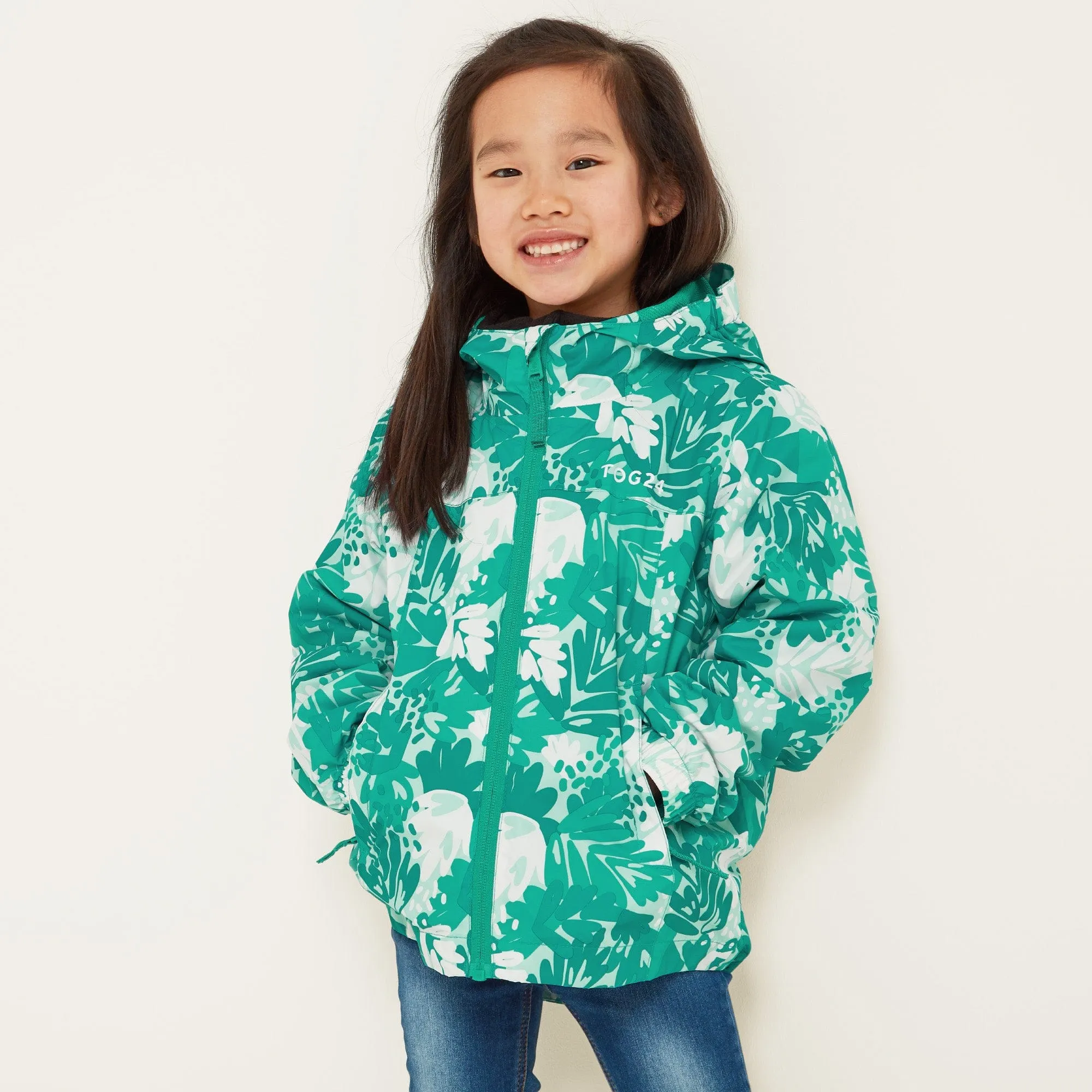 Copley Kids Waterproof Jacket - Turquoise Palm Print