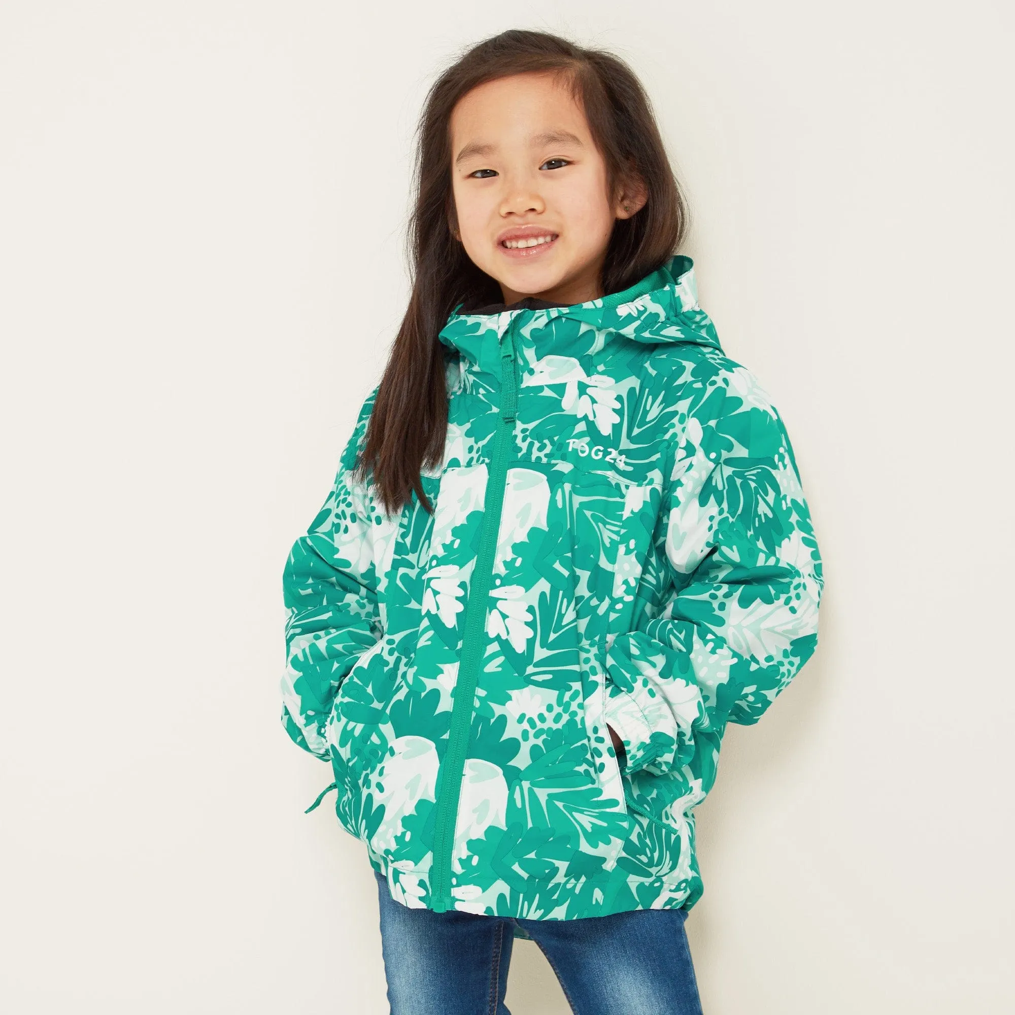 Copley Kids Waterproof Jacket - Turquoise Palm Print