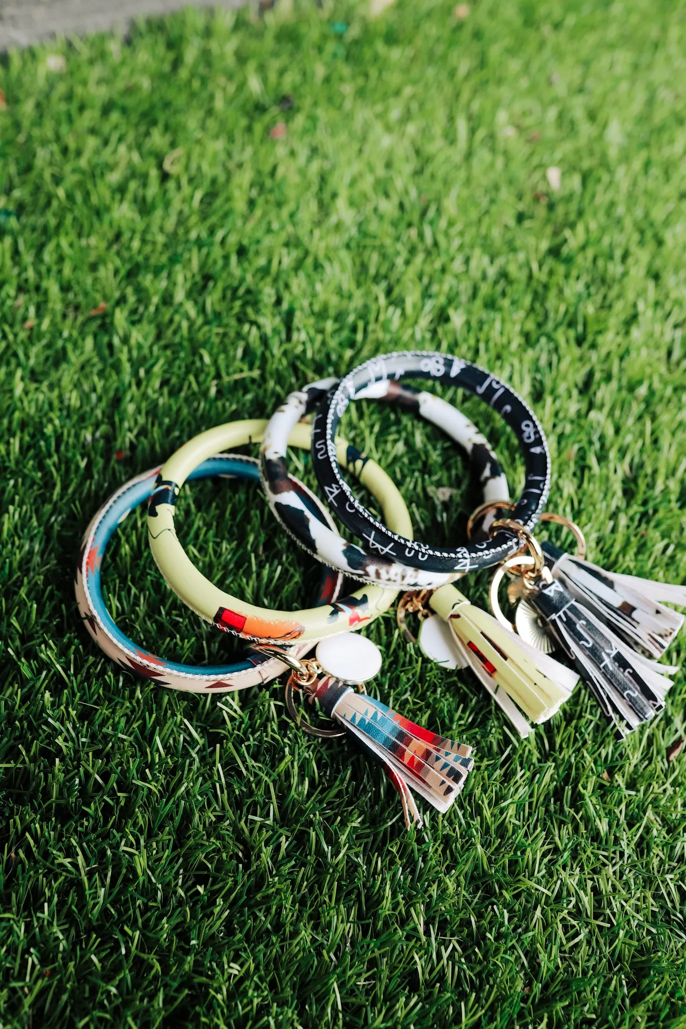 Brown Cowhide Keyring Bracelet with Tassel