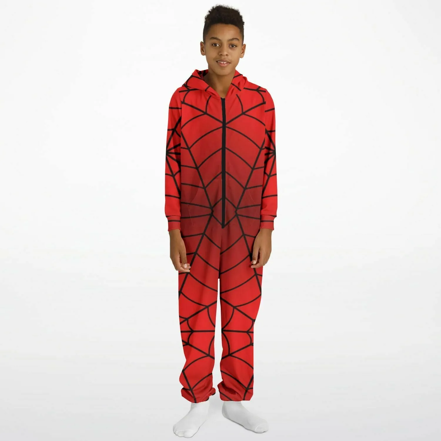 Crimson Spider Web Kids' Jumpsuit