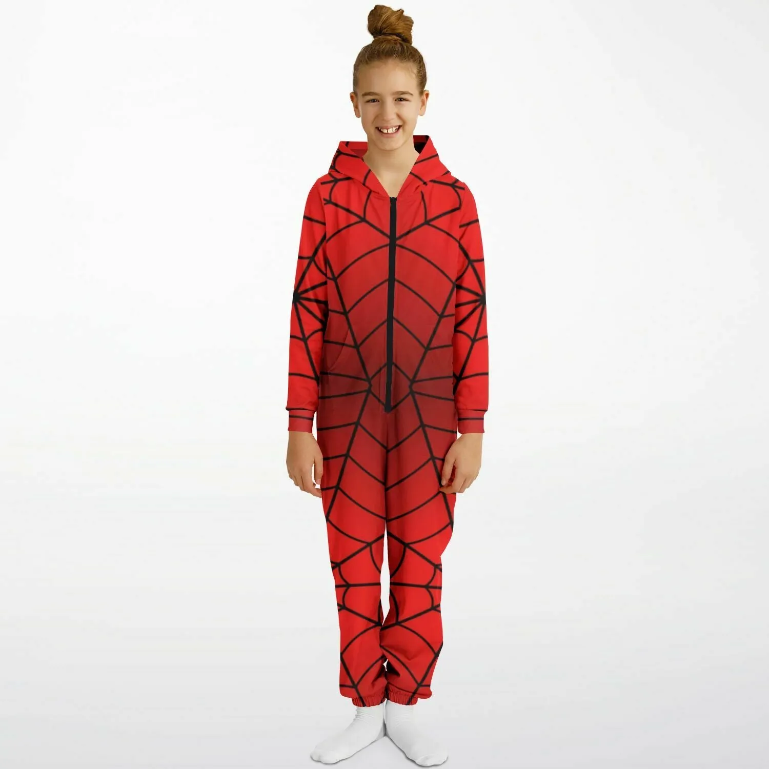 Crimson Spider Web Kids' Jumpsuit