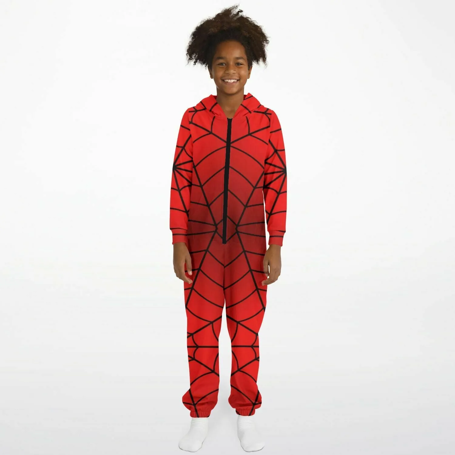 Crimson Spider Web Kids' Jumpsuit