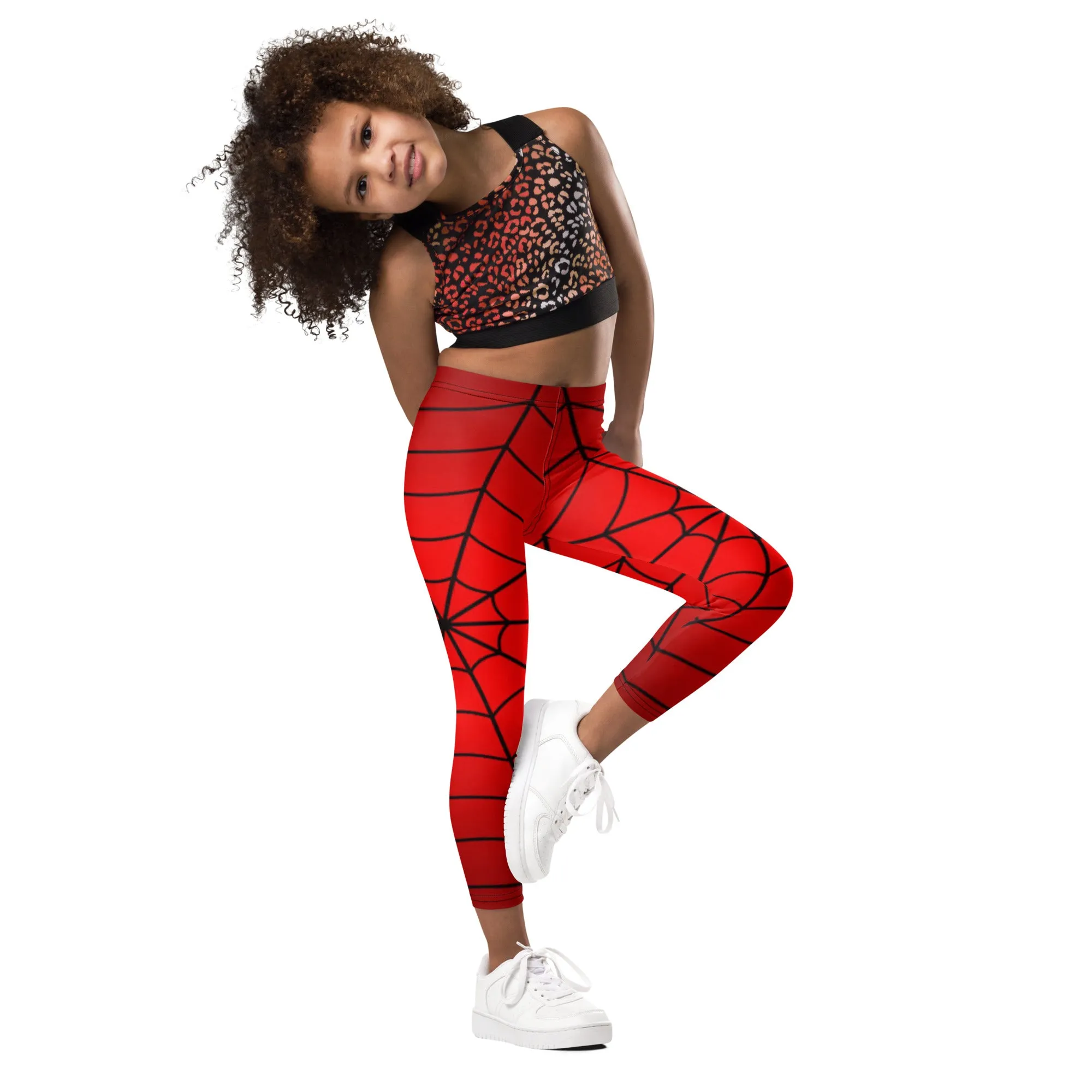 Crimson Spider Web Kids' Leggings