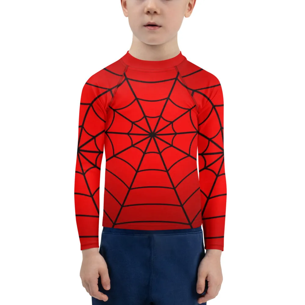 Crimson Spider Web Kids' Rash Guard