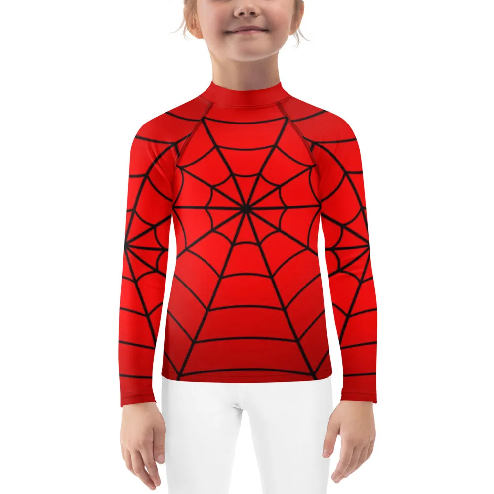 Crimson Spider Web Kids' Rash Guard