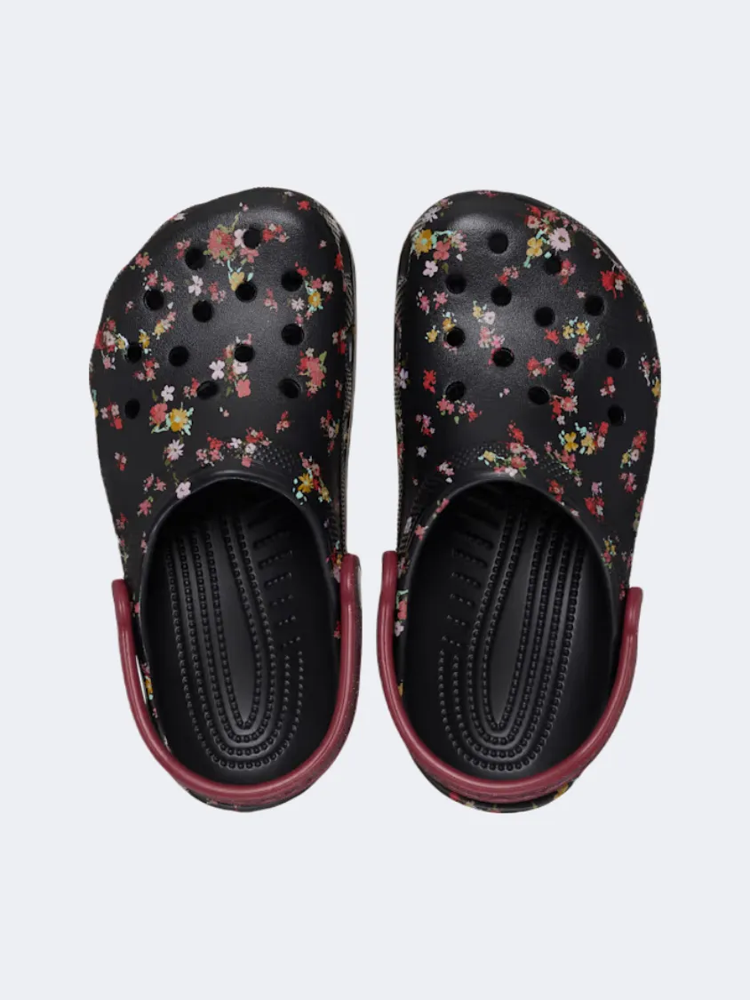 Crocs Classic Ditsy Floral Clog Kids-Unisex Lifestyle Slippers Black/Multi