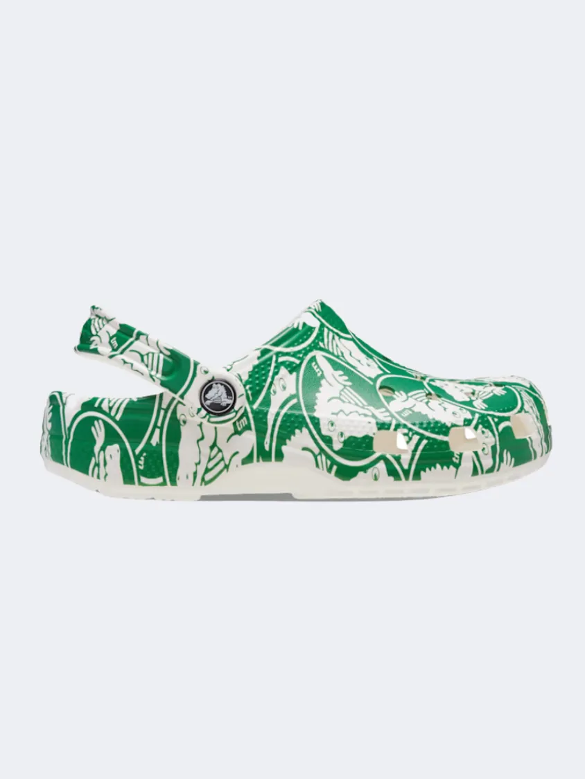 Crocs Classic Duke Print Clog Kids Lifestyle Slippers Green Ivy