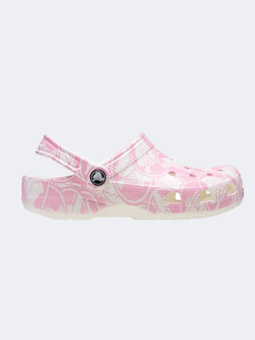 Crocs Classic Duke Print Clog Kids Lifestyle Slippers Pink Tweed