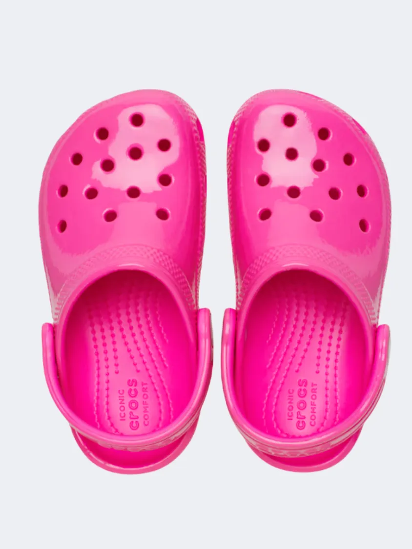 Crocs Classic Neon Highlighter Kids Lifestyle Slippers Pink Crush